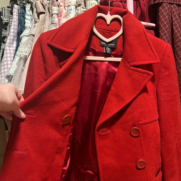Red pea coat with pockets from MODA International - Picture 4 of 4
